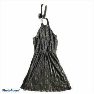 Blue sky gold halter top dress